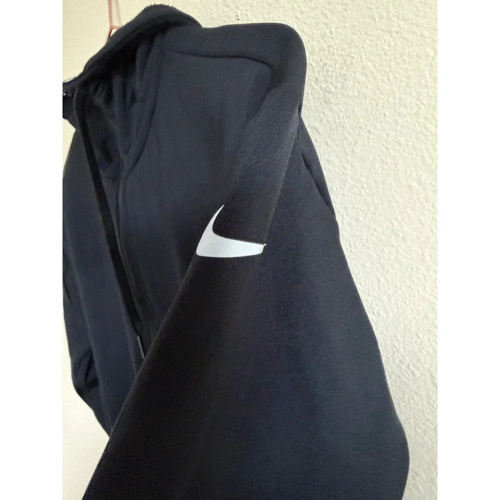 Nike Womens Hoodie XS Black Poly Blend AH8897-010 Full Zip Swoosh Logo